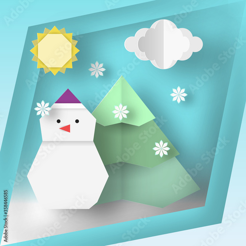 Snowman with winter background