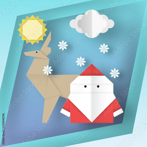 Santa Claus and deer on Christmas card © astragal