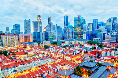 Photos Singapore Chinatown With Downtown Financial District in Background