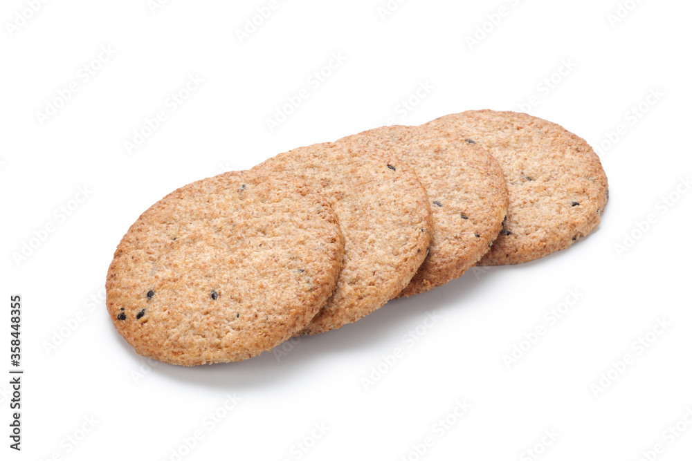 Round digestive biscuits on white background. Round digestive biscuits on white background.