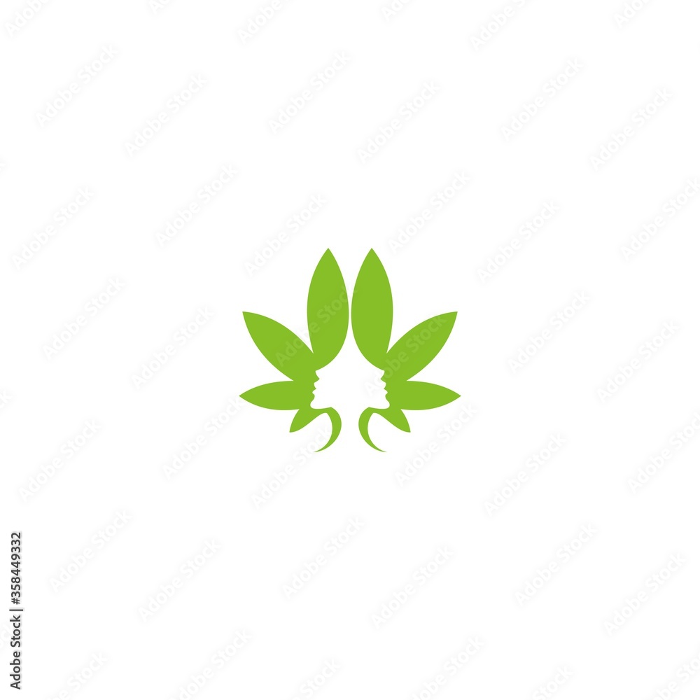 cannabis leaf with face logo template cannabis leaf with face logo template