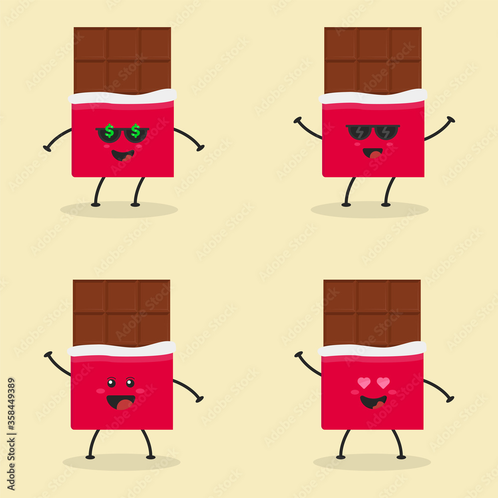 Cute Flat Cartoon Chocolate Bar Illustration. Vector illustration of cute  bitten chocolate bar with a smiling expression. Cute chocolate mascot  design Stock Vector | Adobe Stock