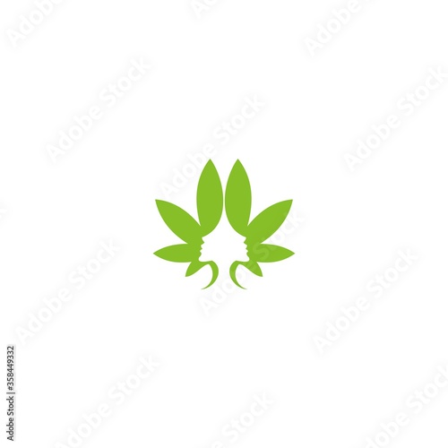 cannabis leaf with face logo template