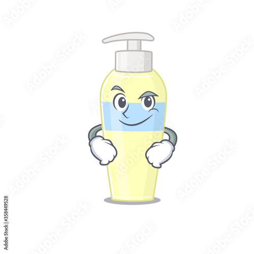 A cute arrogant caricature design of serum having confident gesture