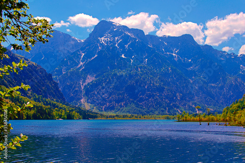 lake and mountains  Almsee Gr  nau Austria