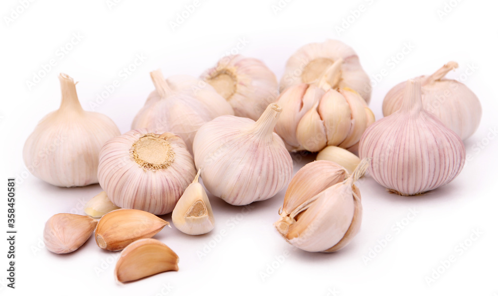 Garlic isolated on white background in studio. Garlic isolated on white background in studio.