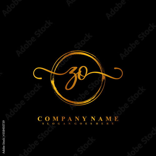 Initial Letter ZO Signature Handwriting and Elegant Logo Design Vector	