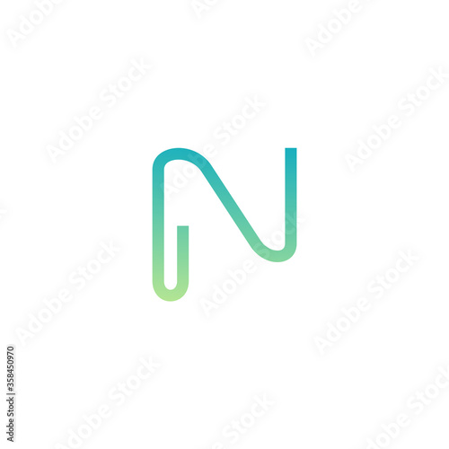 initial letter N logo, line art style design and template