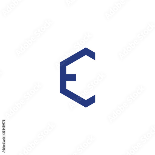 initial letter E logo, line art style design and template
