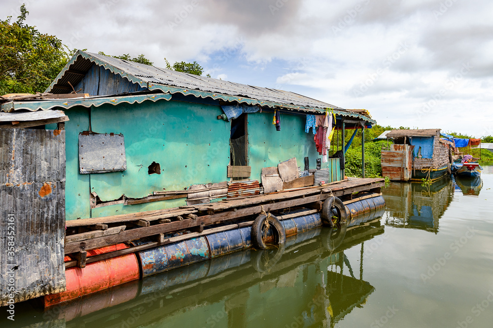 It's Floating village Chong Knies in Cambodia, Tonle Sap (Great lake)