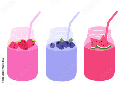 Healthy fruit smoothies on white background vector-illustration