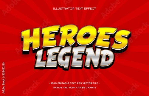 Heroes legend editable text effect