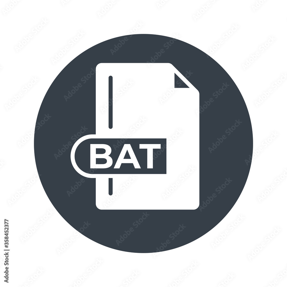 BAT File Format Icon. Batch file format extension filled icon. BAT File Format Icon. Batch file format extension filled icon.
