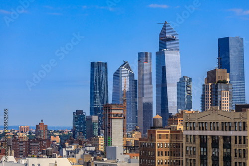 Aerial view of the the iconic skyline and skyscrapers in Midtown Manhattan, New York, USA