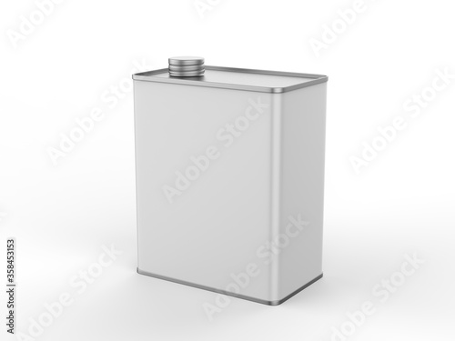 Blank Metal Tin Can with metal Cap For Branding and mock up, 3d render illustration.