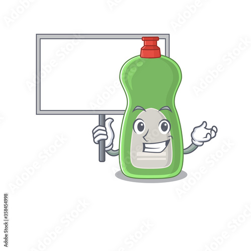 sweet Mascot design of dishwashing liquid bring a board