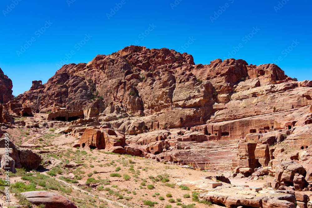It's Rocks in Petra (Rose City), Jordan. The city of Petra was lost for over 1000 years. Now one of the Seven Wonders of the Word