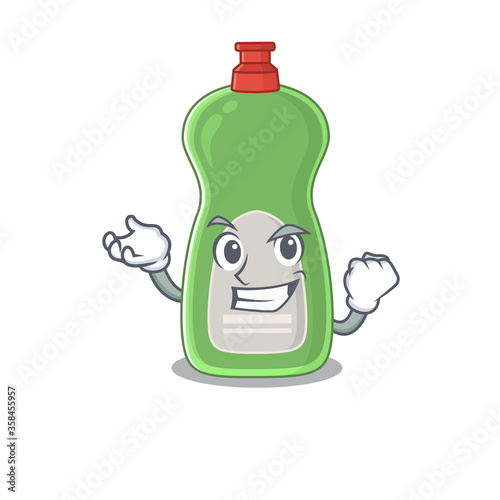 A caricature design concept of dishwashing liquid with happy face