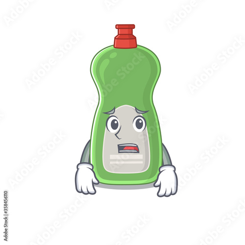 Cartoon image design dishwashing liquid showing worried face
