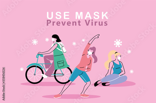 people with masks outdoors doing sports