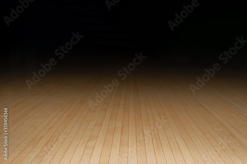 Wooden parquet floor going to darkness with copy space