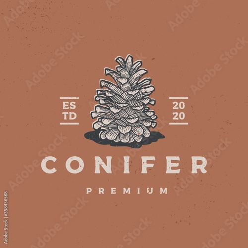 conifer vintage retro logo vector icon illustration