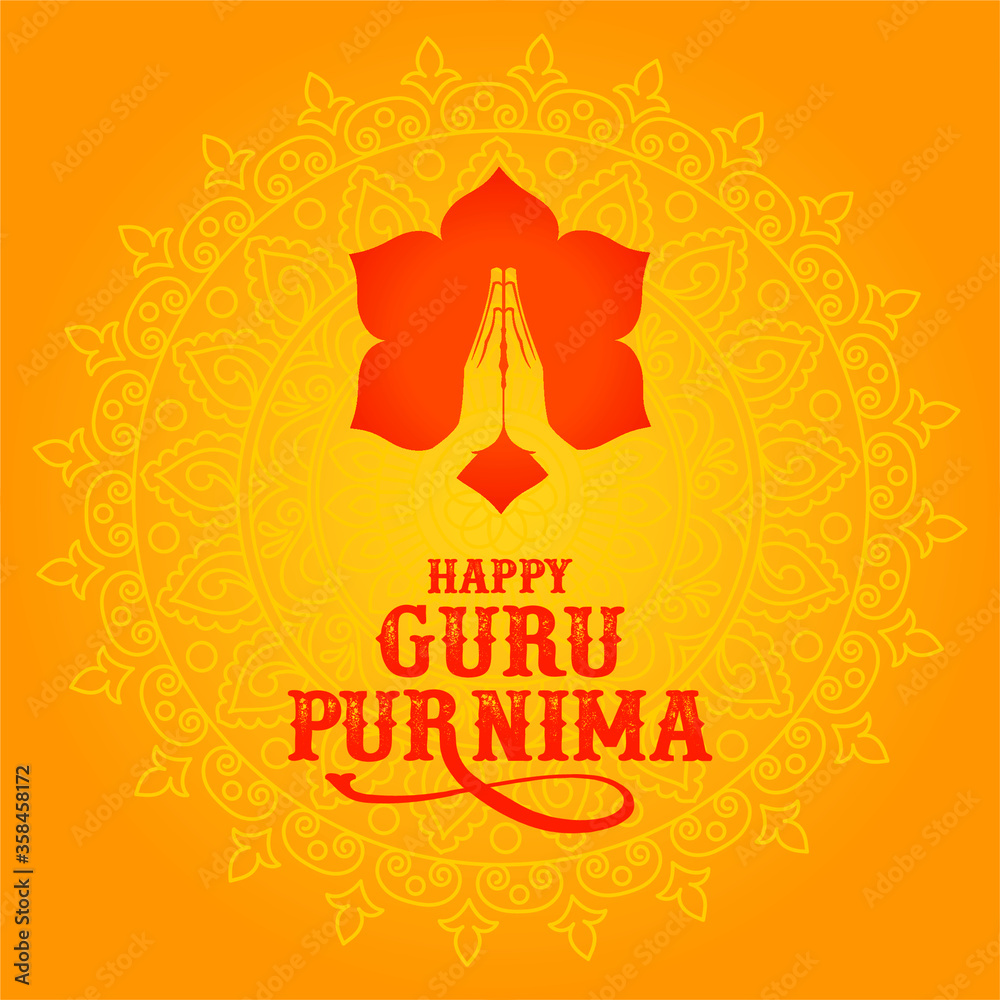 Minimal Vector Design of Guru Purnima - Guru and Flower - obrazy, fototapety, plakaty 