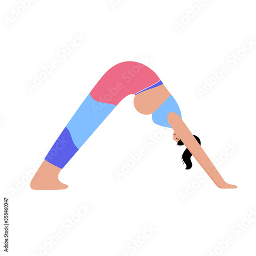 Yoga flat vector illustration. Healthy pregnancy.