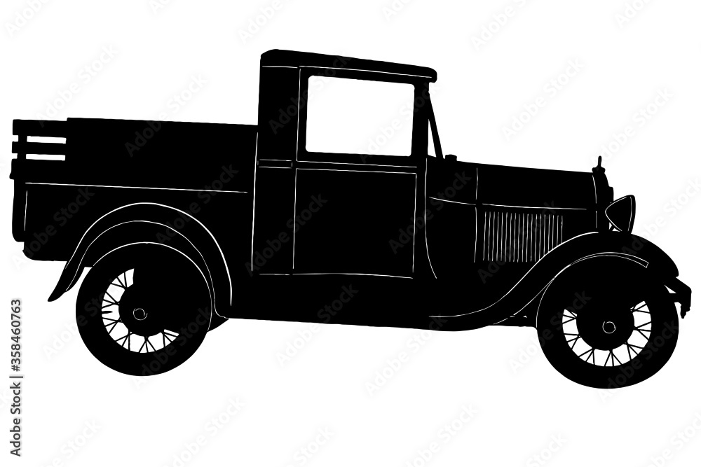 Vintage milk delivery truck vector graphic on white background
