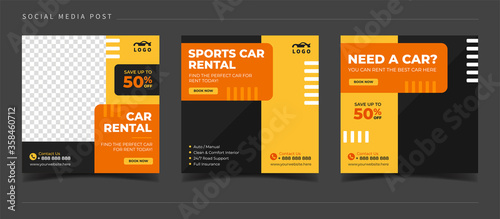 Car sale and rental banner for social media post template