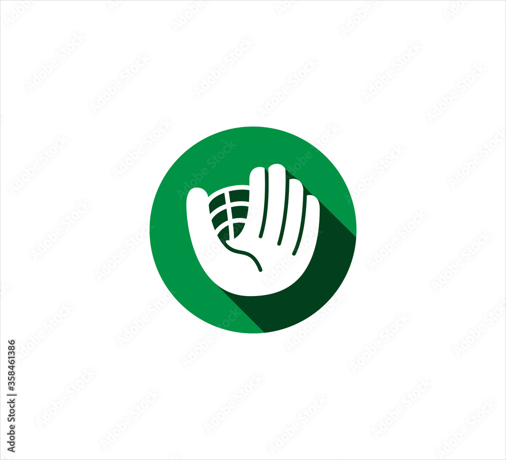 green hand glove baseball with net vector icon logo design template green hand glove baseball with net vector icon logo design template