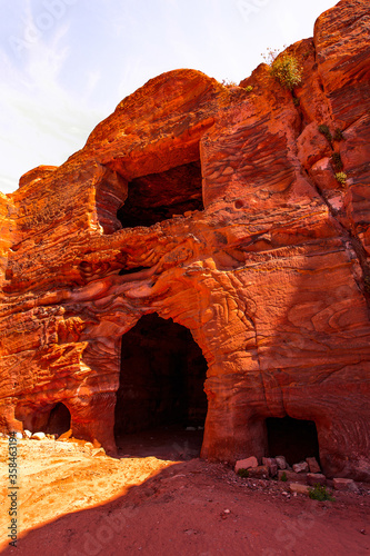 Ancient rock cut architecture of Petra, Jordan. Petra is one the New Seven Wonders of the World