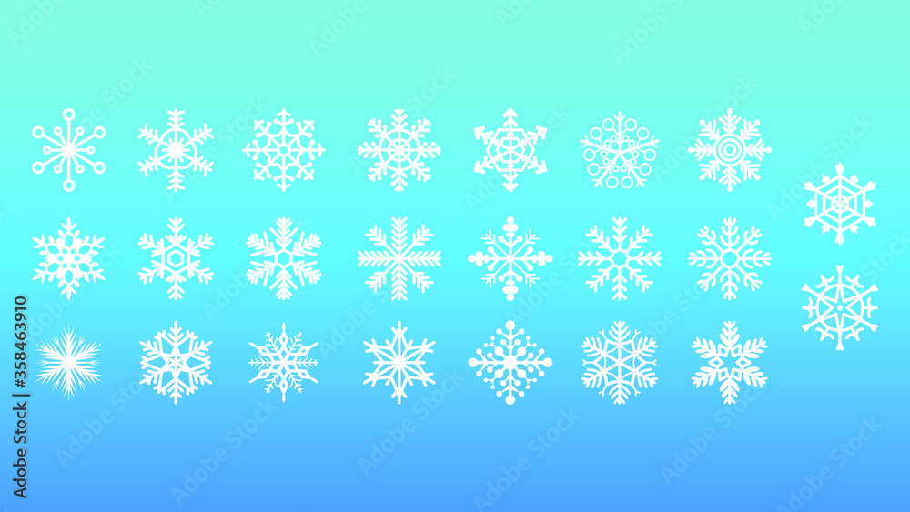 Set White Collection Line Snowflake Elements Winter Design Vector
