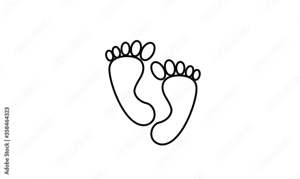 Footprint step line icon black white background simple design Footprint step line icon black white background simple design