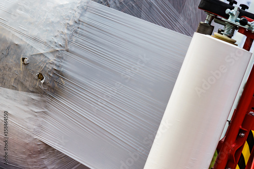 Bale of hay wrapped in plastic foil