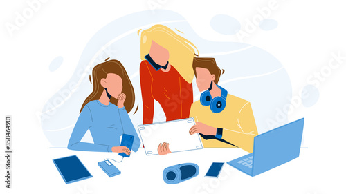 Young People Use New Millennial Gadgets Vector