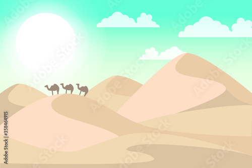 Desert landscape background vector illustration.