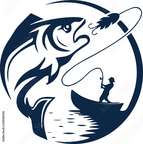 fishing logo vector -fisherman vector logo
