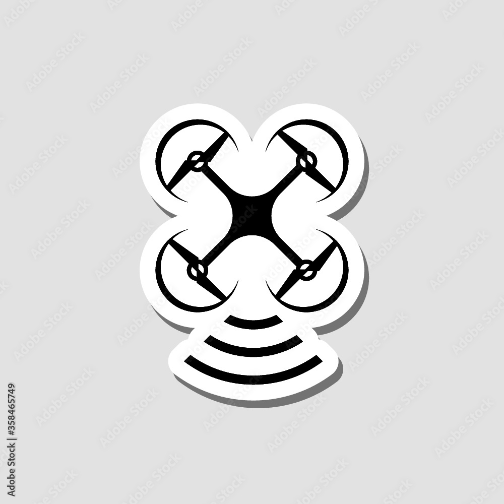 Drone Wi-Fi Signal sticker Icon isolated on gray background Drone Wi-Fi Signal sticker Icon isolated on gray background