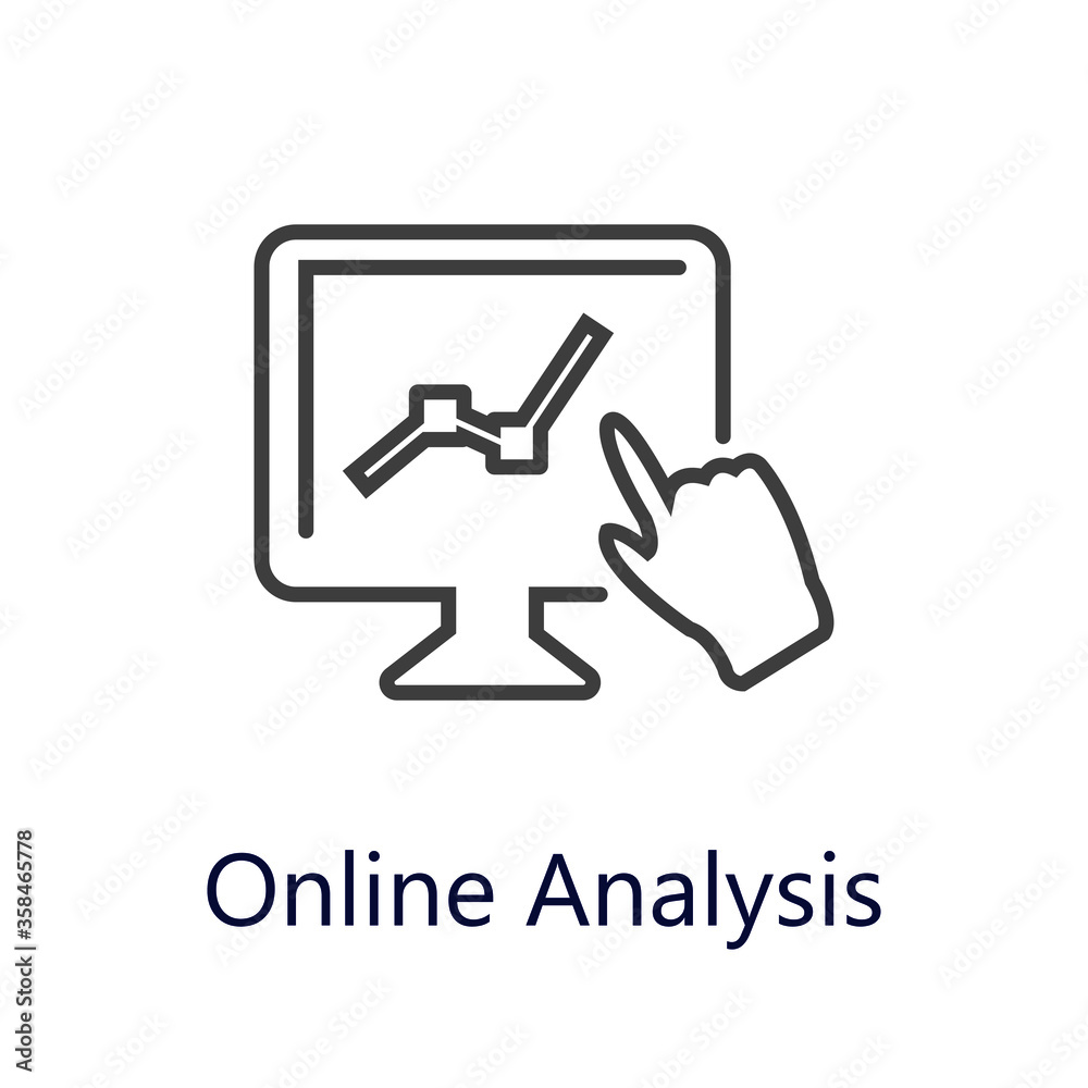 Online analysis icon. Vector illustration. Flat icon Online analysis icon. Vector illustration. Flat icon
