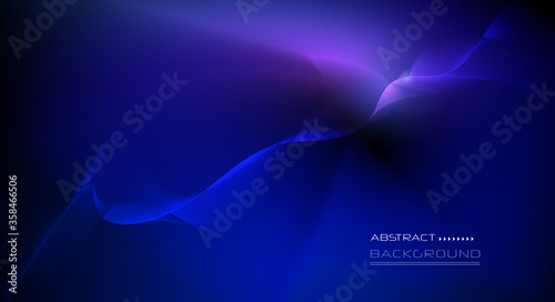 Illustration abstract wave, curve and flow motion line with light ray in dark blue color background. Vector graphic design, futuristic, digital cyberspace technology, energy concept for wallpaper