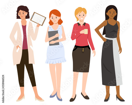 Several office lady, business woman in different dressing