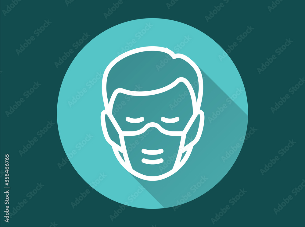 Man in medical face mask icon for graphic and web design. Man in medical face mask icon for graphic and web design.