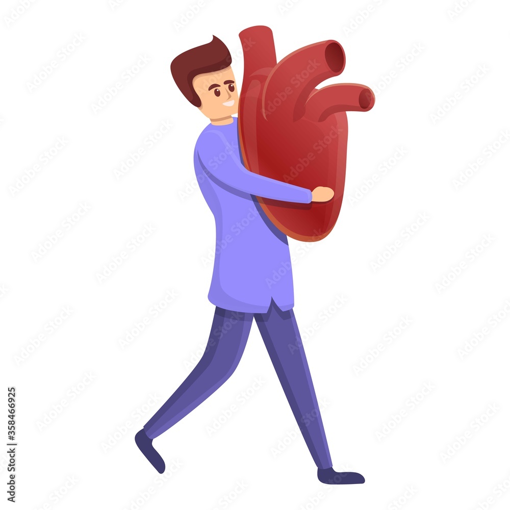 Cardiologist take big heart icon. Cartoon of cardiologist take big heart vector icon for web design isolated on white background Cardiologist take big heart icon. Cartoon of cardiologist take big heart vector icon for web design isolated on white background