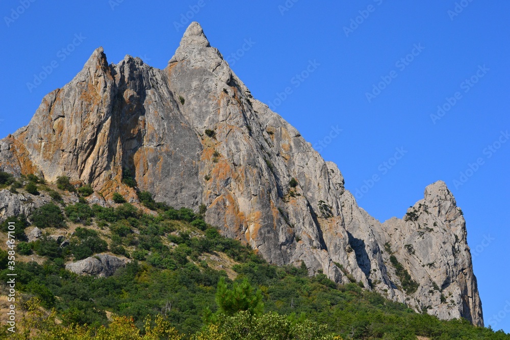 A pointed mountain peak in the Crimea