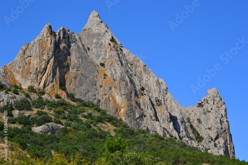 A pointed mountain peak in the Crimea