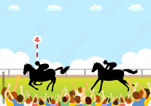 競走馬と競馬場　観客