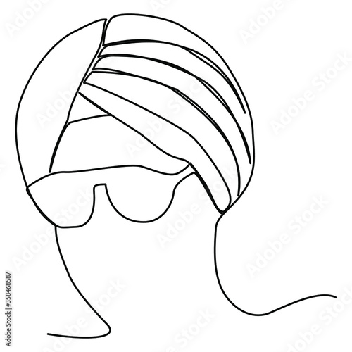 one line continuous drawing man wearing eyeglasses and turban