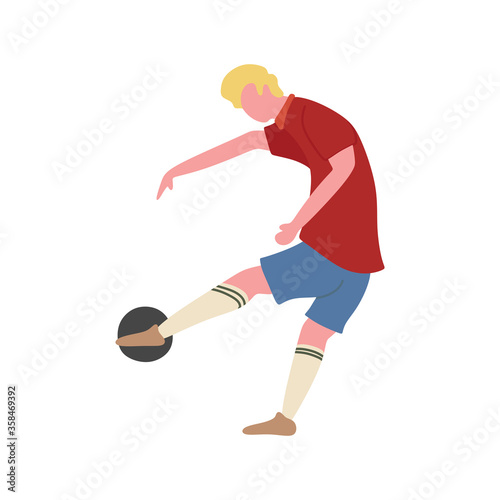 Football soccer player take a free kick Flat illustration vector