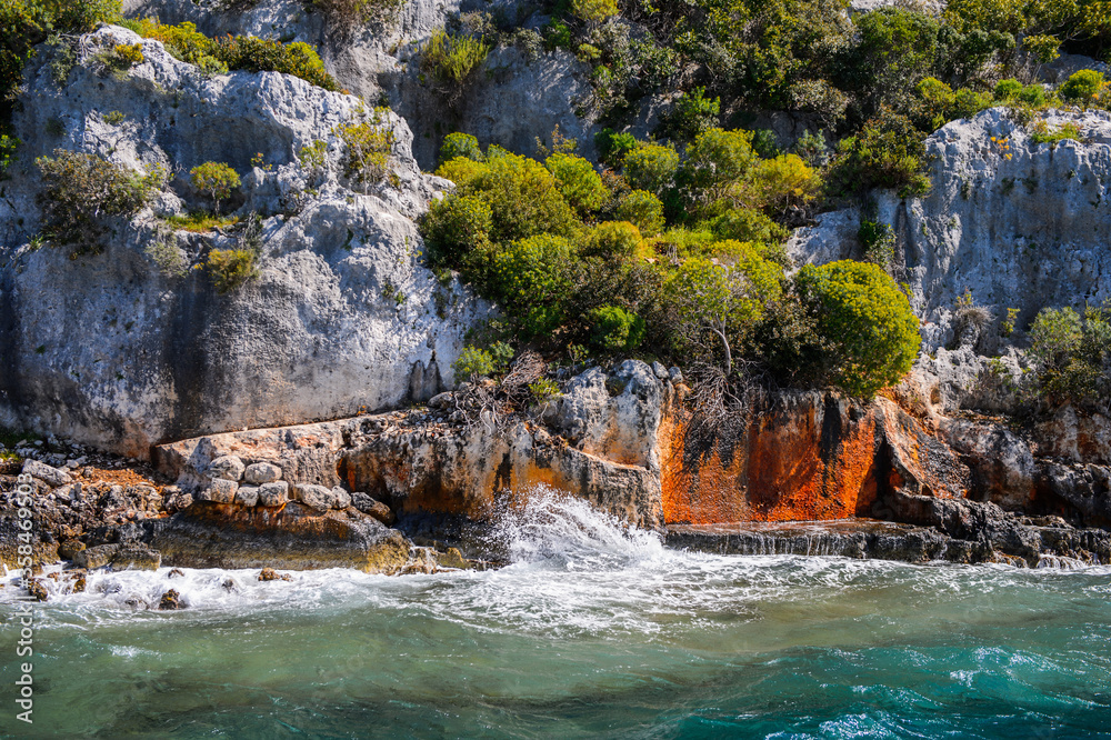 Naklejka premium It's Remains of the ancient Lycian city on the Kekova island, Tu